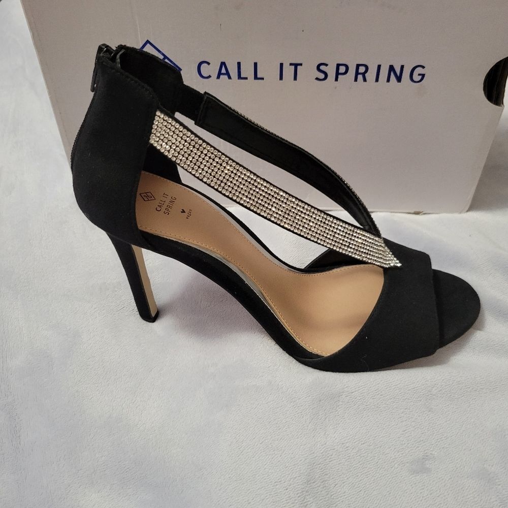 Viaria Sandal Stilletto Heels Black Rhinestones CALL IT SPRING - Picture 6 of 12